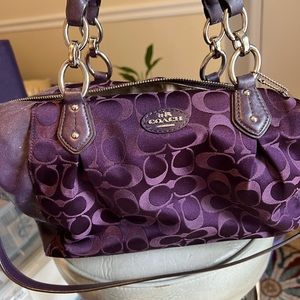 Coach medium size satchel handbag.  Purple.  Zipper closure